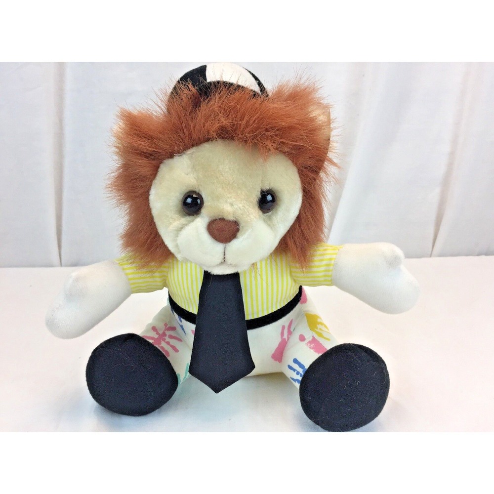 NWT Vintage Hugfun Hug Fun 9" Lion Plush Stuffed Animal Hat Tie